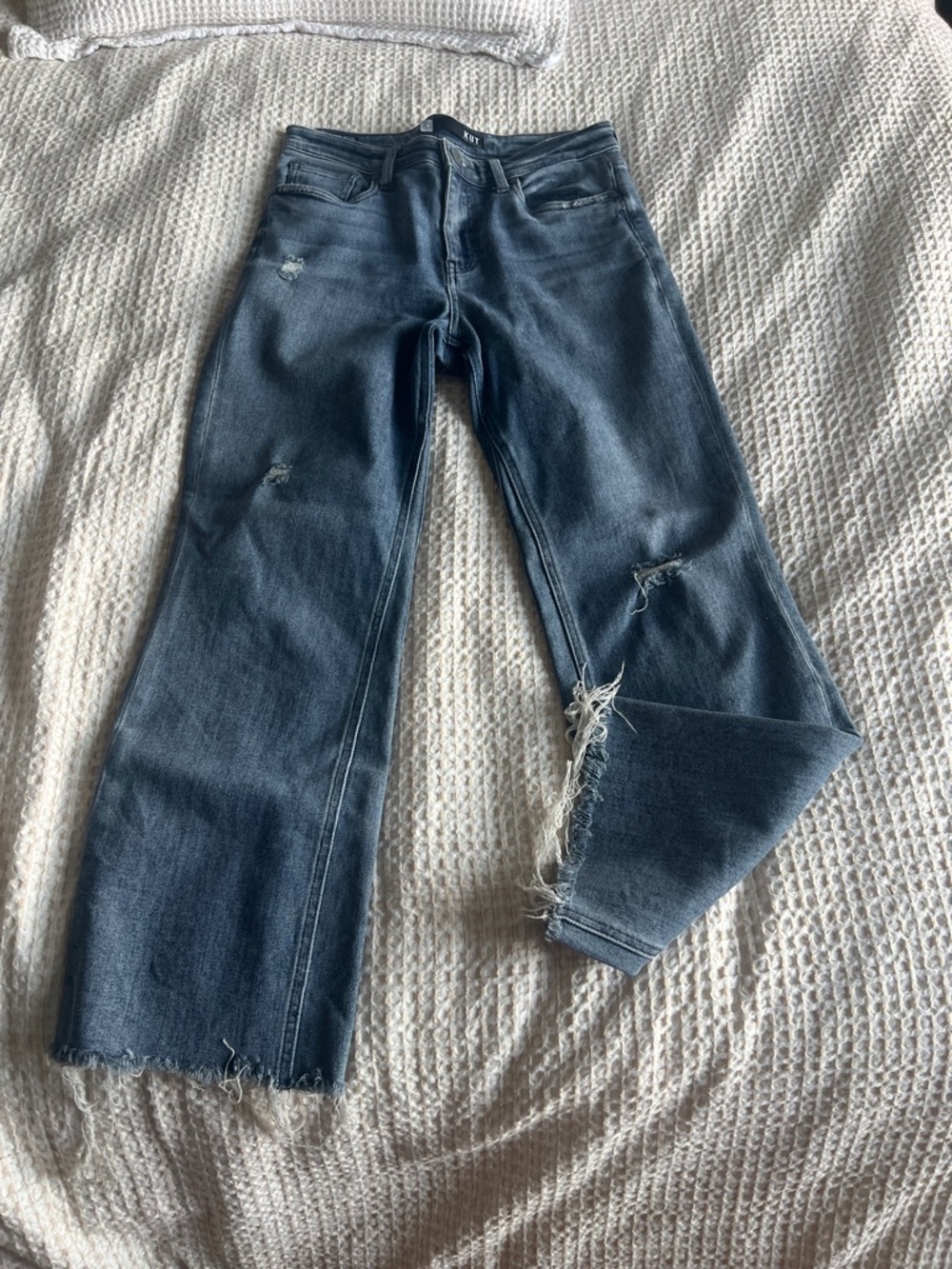 Kut from the Kloth Dark Blue Boot Cut Distressed Jeans